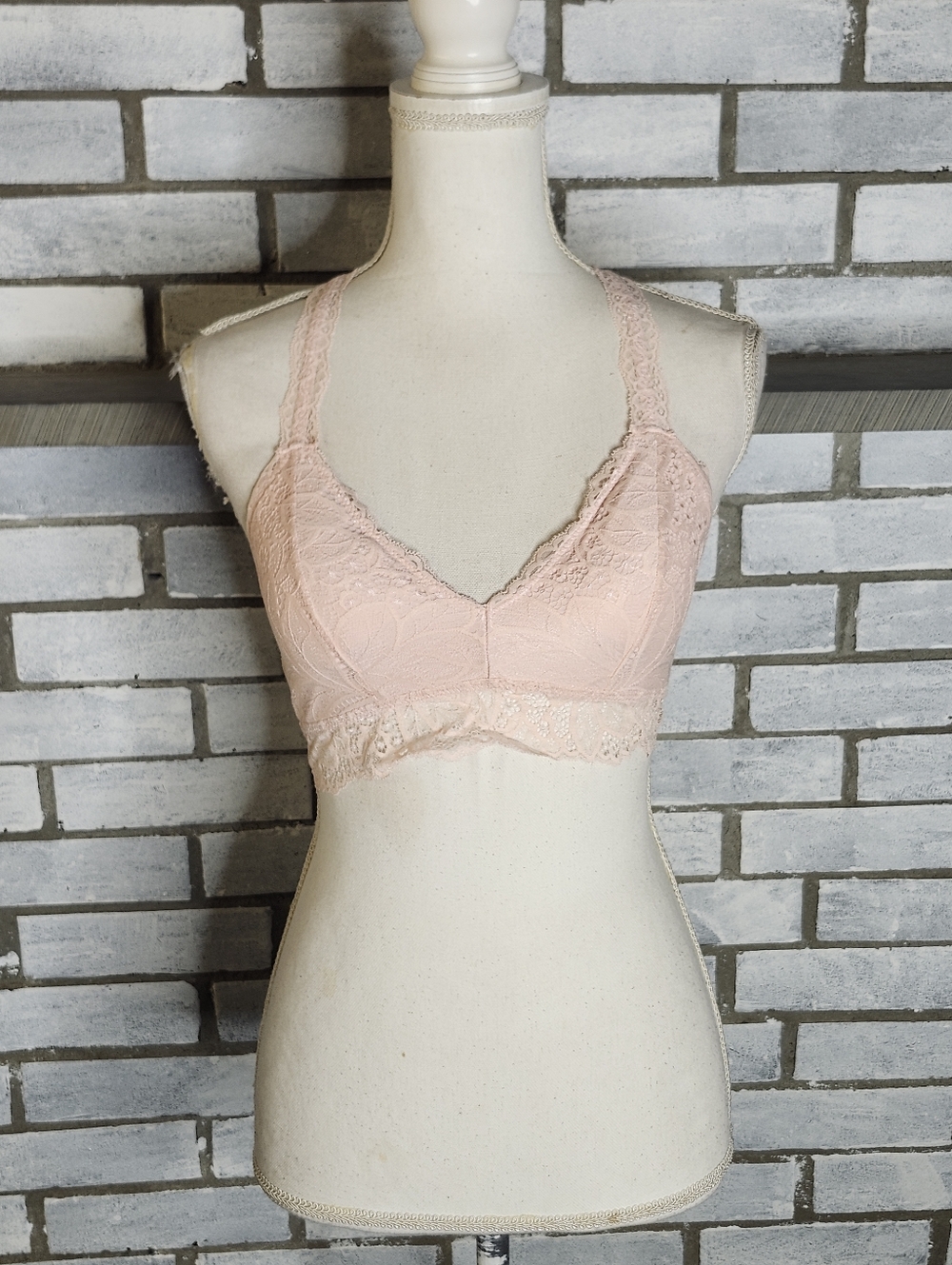 • Auden Size Small S Lightly Lined Lace Racerback Bralette Bra Light Pink - Picture 2 of 8